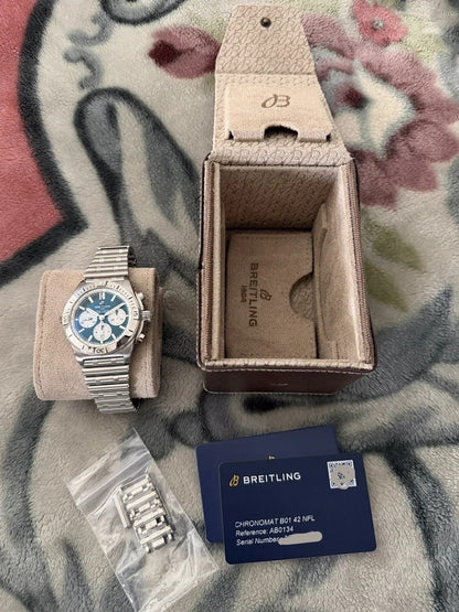Breitling Chronomat 42mm Automatic Chronograph Silver Dial – Brand New Full Set