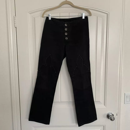 Chrome Hearts Fleur Knee Women's Black Jeans