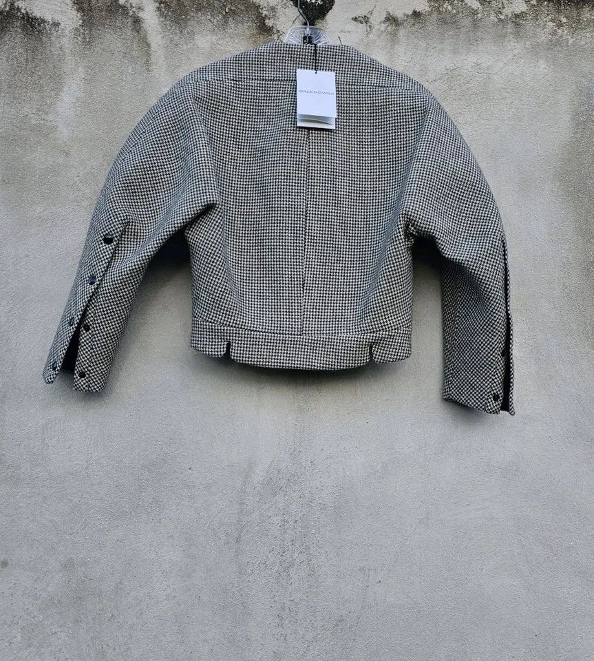 Balenciaga Sculpted Runway 2000s Nicolas Ghesquière Houndstooth Wool Coat
