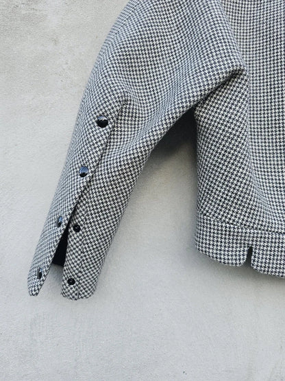Balenciaga Sculpted Runway 2000s Nicolas Ghesquière Houndstooth Wool Coat