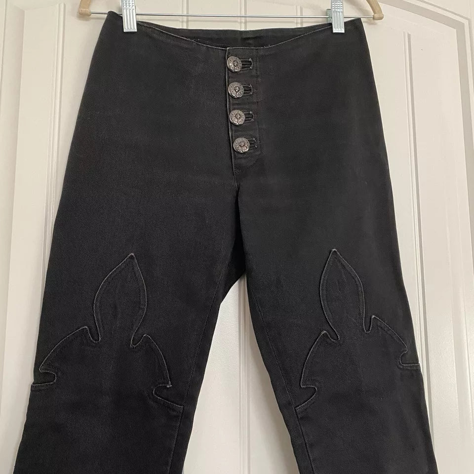 Chrome Hearts Fleur Knee Women's Black Jeans