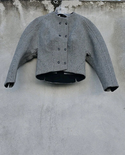 Balenciaga Sculpted Runway 2000s Nicolas Ghesquière Houndstooth Wool Coat
